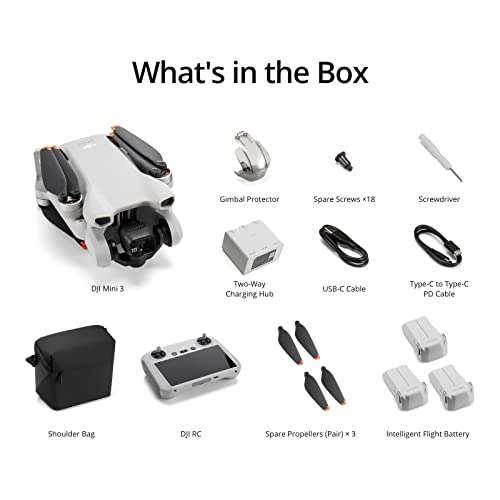 DJI Mini 3 Fly More Combo (DJI RC) – Lightweight and Foldable Mini Camera Drone with 4K HDR Video, 38-min Flight Time