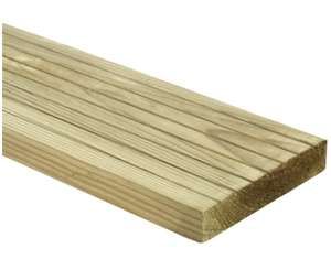 Wickes Natural Pine Deck Board - 25 x 120 x 1800mm £4.50 / 25 x 120 x 2400mm - £6 / 28 x 140 x 3600mm - £10.50, free collection @ Wickes