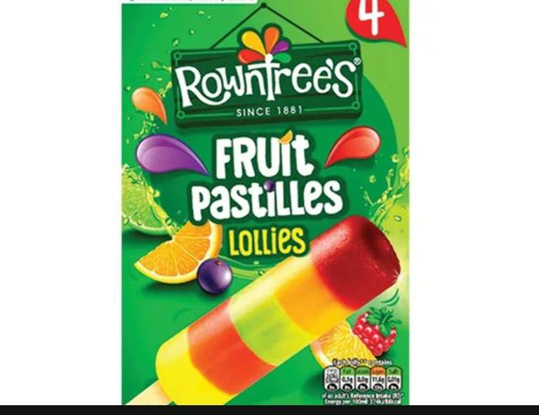 Rowntree's Fruit Pastilles Ice Lollies (4 Pack) 99p @ Farmfoods