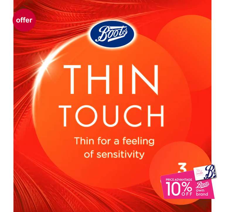 Boots Thin Touch Condoms - 3 Pack (+ £1.50 click and collect)