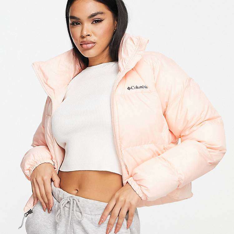 Columbia Puffect Cropped Puffer Jacket in Peach (with code