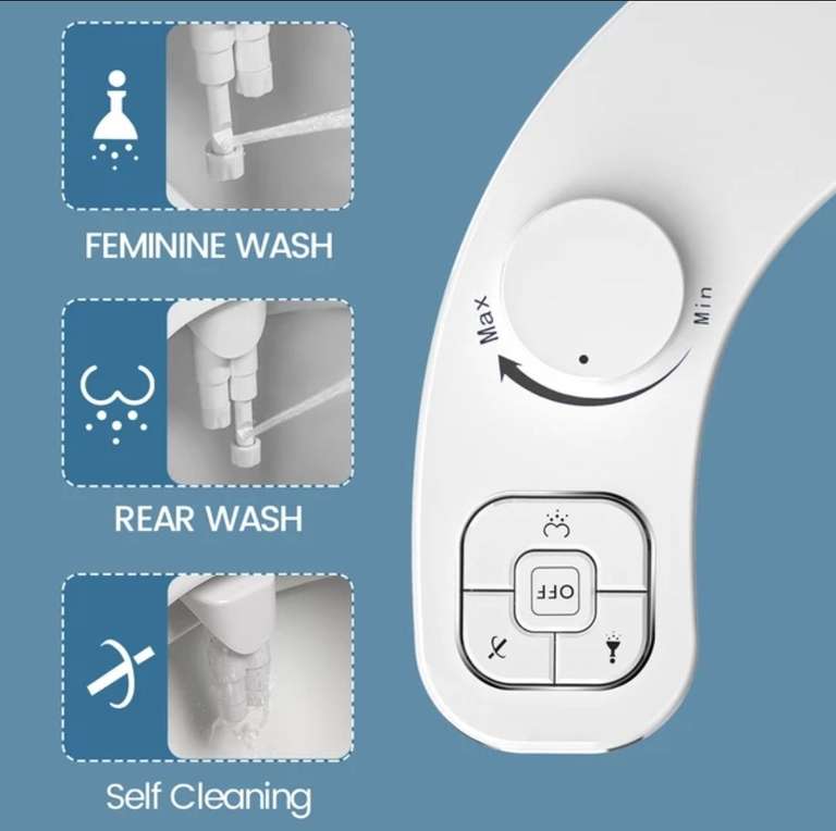 SAMODRA Non-Electric Bidet - Self Cleaning Dual Nozzle (Frontal and Rear Wash) Toilet Seat Attachment £24.18 @ AliExpress Samodra Store