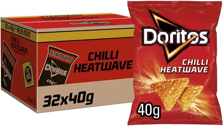 Doritos Chilli Heatwave Vegetarian Tortilla Chips, Perfect for Snacking 40g (Case of 32) £14.08 / £12.67 Subscribe & Save @ Amazon