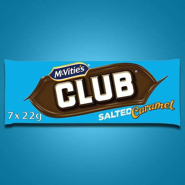 McVities Club Salted Caramel Flavour Chocolate Biscuits 154g Pack (7 Bars) BBE 11/02 - 59p @ Discount Dragon (Min order £20)