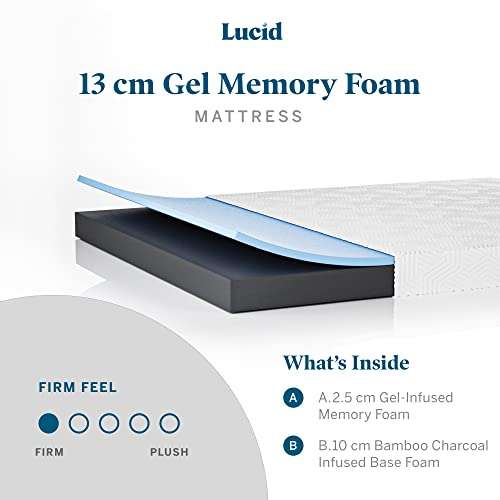 LUCID 13 cm Memory Foam Low Profile Mattress - Single - £80.39 @ Amazon