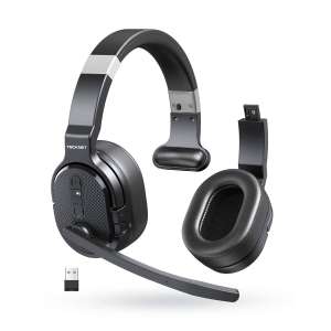 Wireless Headsets with Microphone, TECKNET Bluetooth Headset Over Ear Noise Cancelling with 3 EQ Modes With Code