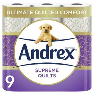 Andrex Supreme Quilts Toilet Roll 9 Toilet Rolls £5 @ Sainsbury's