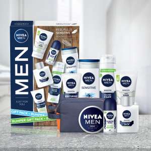 NIVEA MEN Feel Fully Sensitive Skincare Collection Bumper Gift Pack, with Shower Gel, Anti-Perspirant, Face Wash, Shaving Foam