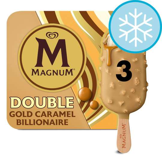 Magnum Double Gold Caramel Billionaire / Raspberry /Caramel Popcorn £2.50 Clubcard Price @ Tesco
