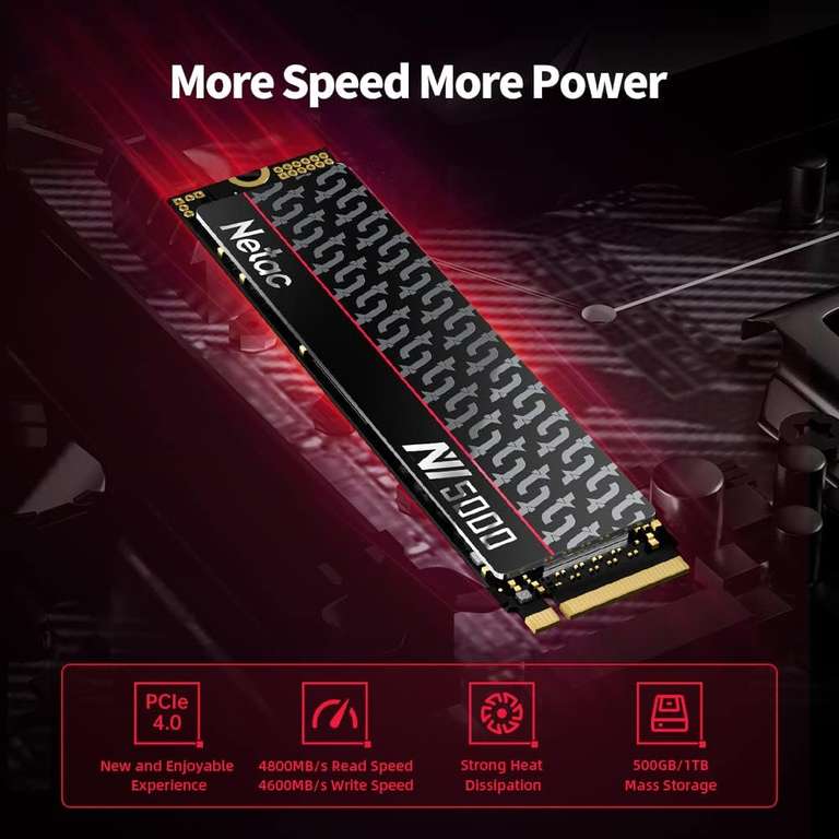 Netac NV5000-t 2TB NVMe 1.4 Internal SSD M.2 PCIe 4.0 High Speeds up to 5000MB/s With Voucher Sold by Netac Official Store / FBA