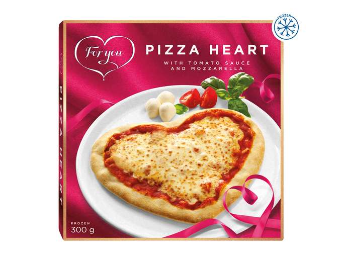 For You Heart Tomato & Mozzarella Pizza, Heart shaped Chicken Nuggets etc. From £2.49 From Lidl