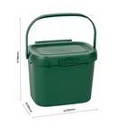 Addis Kitchen Food Waste Compost Caddy Bin, 4.5 Litre, Metallic Silver & Green