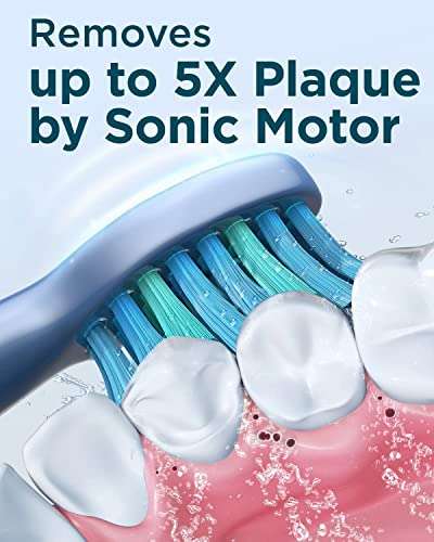 Sonic Electric Toothbrush for Adults - Rechargeable Electric Toothbrushes with 8 Brush Heads, & Travel Case - £9.99 @ Amazon