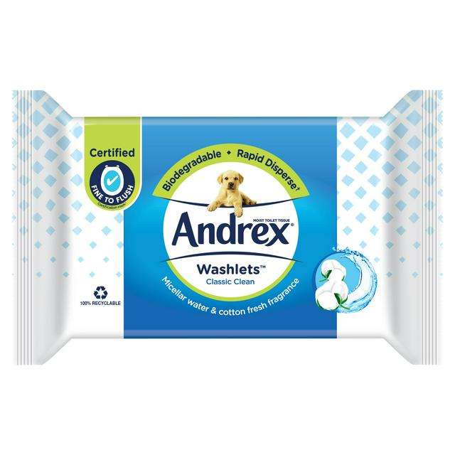 Andrex Classic Clean Washlets Toilet Tissue Wipes, Single Pack £1.50 (£1 back in cashpot) @ Asda