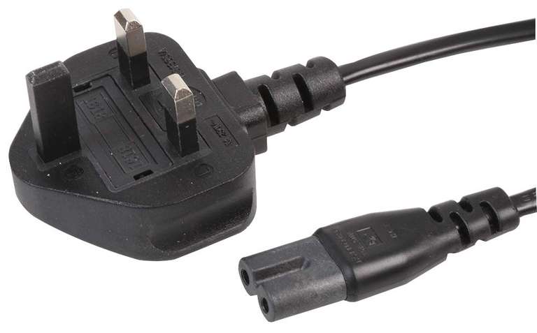 Pro Elec UK Mains Plug to C7 Lead, 0.5m, 1500 watts, Black. - £1.58 each - Min order x 4