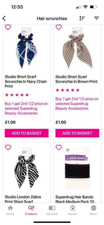 Studio London Hair Scrunchies - Assorted Designs - £1 (Buy 1 & Get 2nd 50% Off) with click & collect @ Superdrug