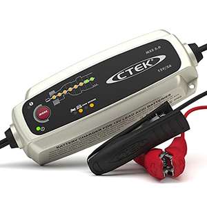 CTEK MXS 5.0 Battery Charger with Automatic Temperature Compensation, Black With Voucher