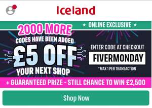 £5 off shop with discount code (min spend + delivery fees apply) @ Iceland