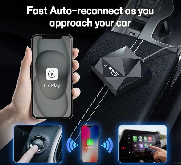 OTTOCAST U2 Air Wireless CarPlay Adapter for Audi Toyota Volkswagen New Users price (Existing Users - £31.28) - OTTOCAST Official Store