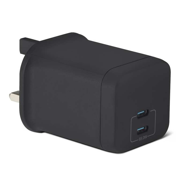 Amazon Basics 2-Port 65W GaN Charger - PD 3.1, PPS, SFC3 | Black