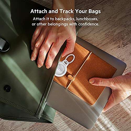 Belkin F8W973 AirTag Case with Key Ring (Secure Holder Protective Cover for Air Tag with Scratch Resistance Accessory) - White