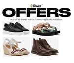 Up to 80% off offers Sale on Branded Footwear Plus Extra 15% off with Code Delivery £4 Free on £60 Spend @ Tower London Footwear