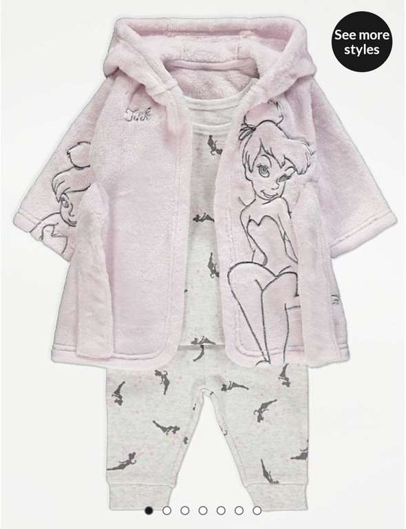 £8 Disney Tinker Bell Character Print Dressing Gown and Pyjamas @ Asda George + Free Click & Collect