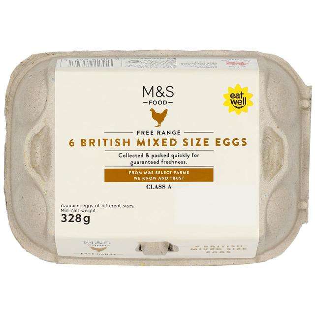 6 Free Range Eggs (Mixed Sizes) - £1 (Minimum Basket / Delivery Fees Apply) @ Ocado