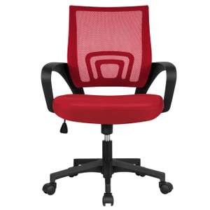 Yaheetech Adjustable Office Chair Executive Work Chair Back Support Padded Seat Rolling Wheels Red/Purple W/voucher sold by Yaheetech