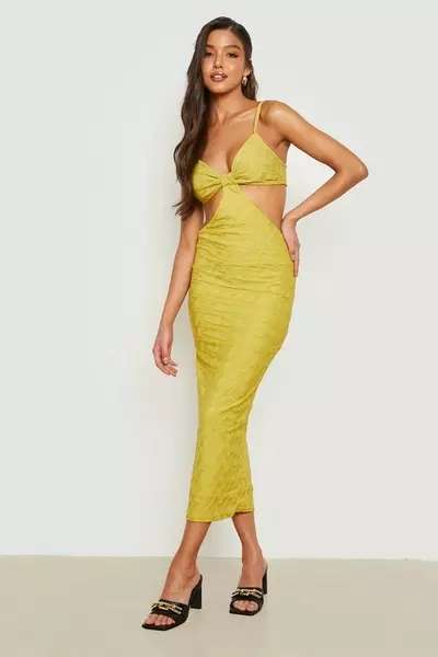 Textured Strappy Midaxi Dress now £7 in 2 colours Sold & delivered by boohoo @ Debenhams + Free Delivery Code