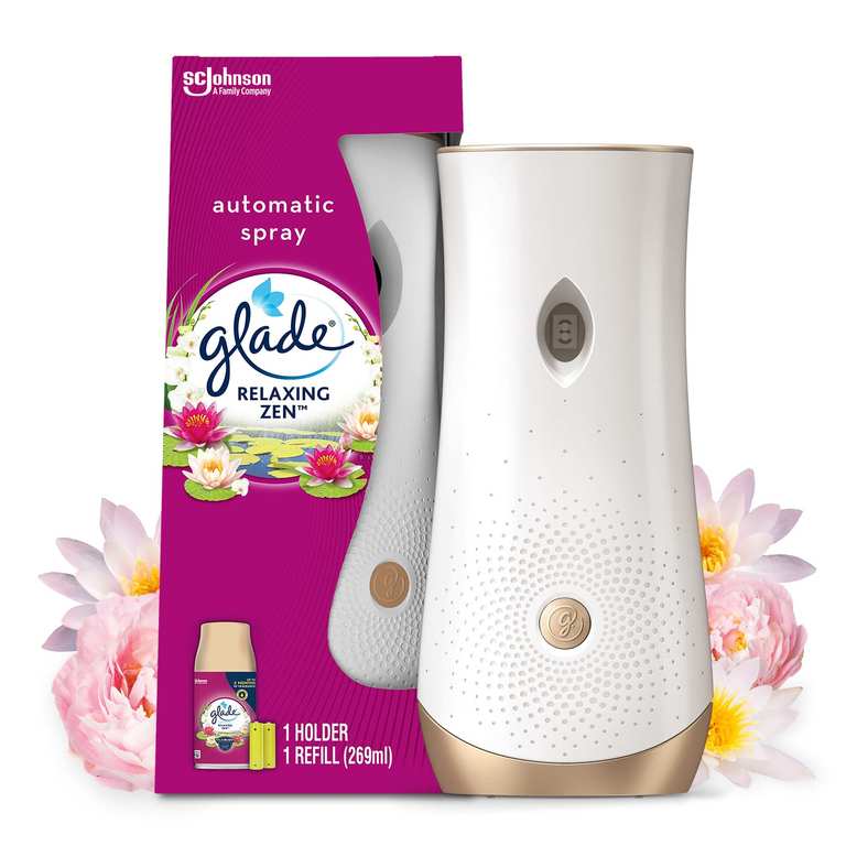 Glade Automatic Air Freshener Holder & Refill, Long-Lasting Fragrance Infused with Essential Oils, Relaxing Zen