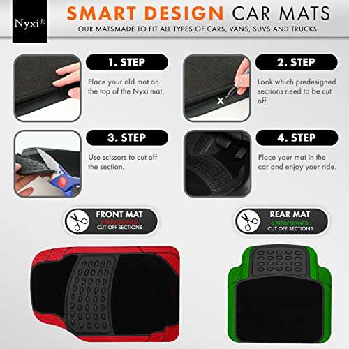 Nyxi 4 Piece Rubber Car Mat and Carpet ( Front + Rear ), Universal Non-Slip Heavy Duty - £13.50 Dispatched and Sold by Nyxi-ltd @ Amazon