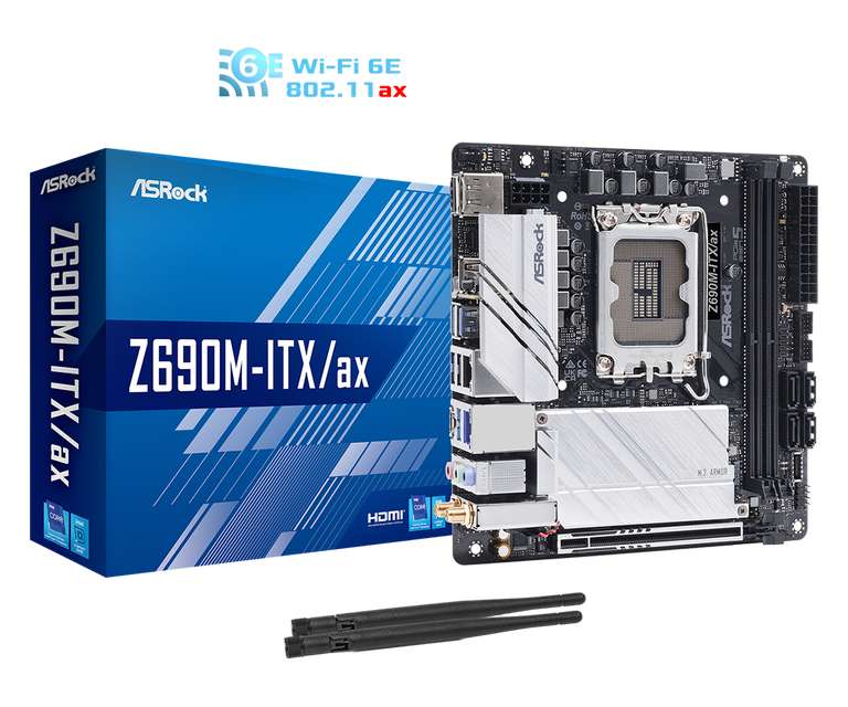 Asrock Z690M-ITX/ax mini-ITX motherboard ( LGA1700 / DDR4 /PCIe 5.0 / WiFi 6 / USB 3.2 Gen2x2 Type-C / BIOS Flashback )
