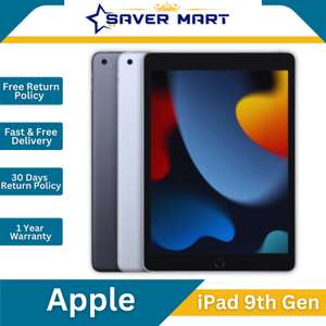 Brand New Apple iPad 9th Generation iOS 2021 10.2" - 64GB Wi-Fi - Silver & Grey - Sold By SaverMart
