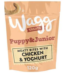 Wagg Puppy Chicken & Yoghurt Treats 120g, pack of 7 £5.53 - Subscribe and save £4.70 - possible 25% voucher (£3.32) @ Amazon