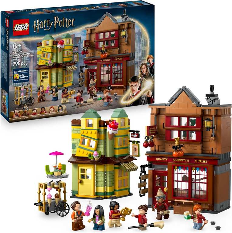 LEGO Harry Potter Quality Quidditch Supplies & Ice Cream Parlour Set with 2 Diagon Alley Shop - 76452
