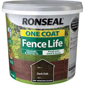 Ronseal Fence Life 5L - Charcoal Grey, Dark Oak or Medium Oak free click and collect
