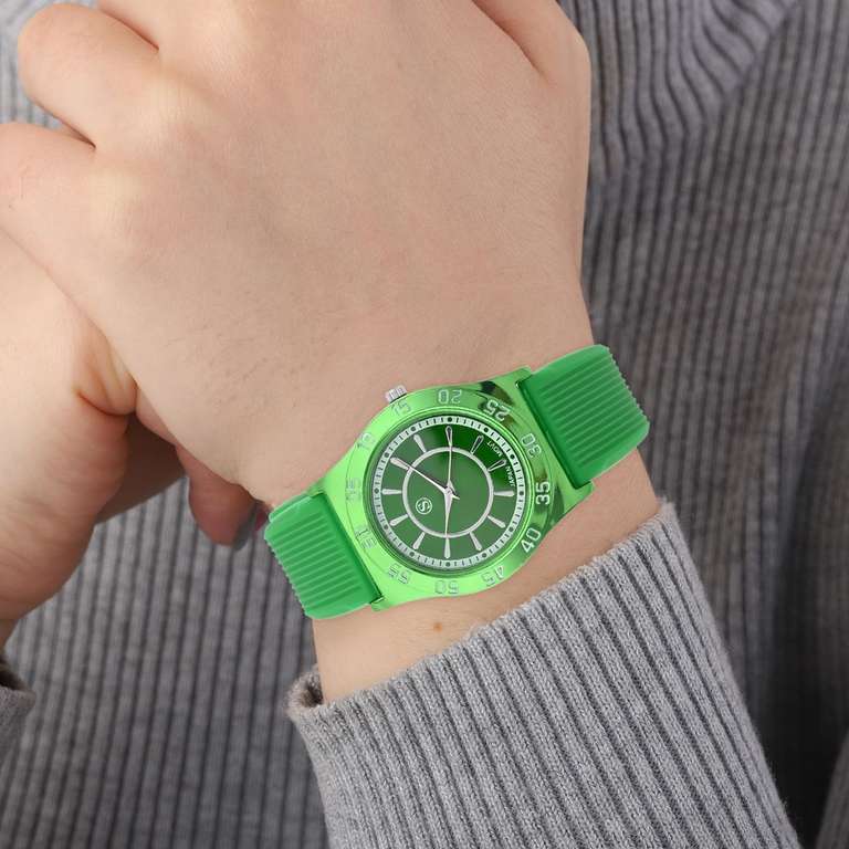 STRADA Japanese Movement Green Sunshine Dial Water Resistant Watch with Green Silicon Strap £3.77 With code EXTRA37 @ The Jewellery Channel