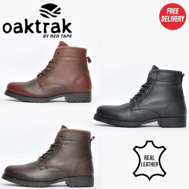 Men's Oaktrak Bates Boots With Leather Uppers by Red Tape - Use Code - Free Delivery