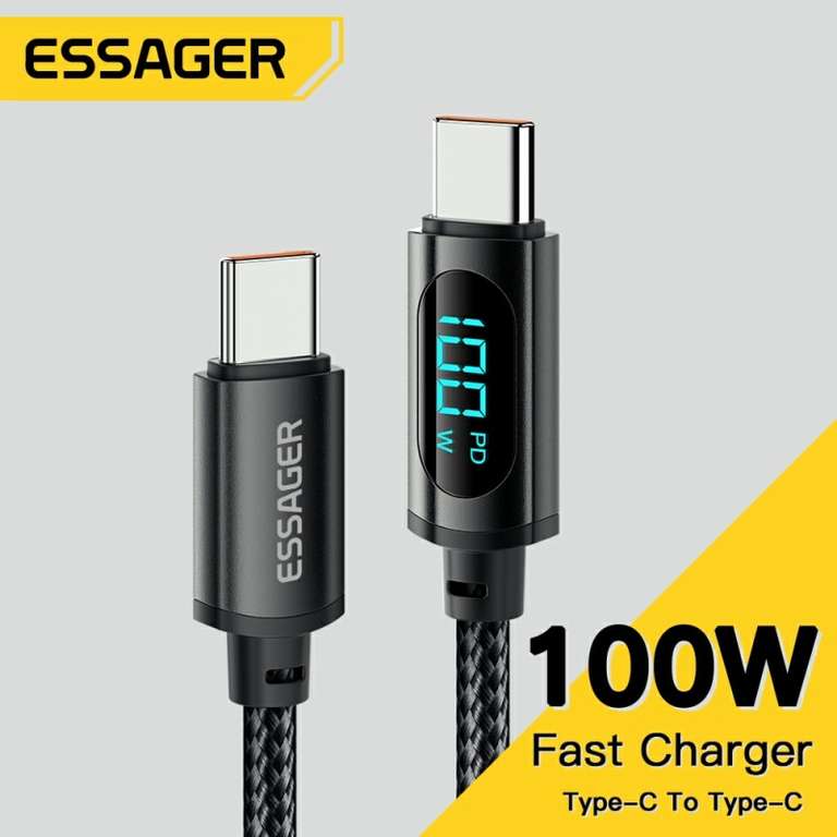2m Essager Type C to Type C Cable 100W PD Fast Charging cable £3.79 or £0.49 welcome deal @ AliExpress / Digitaling Store