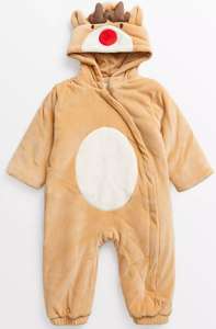 Baby Beige Rudolph The Reindeer Pramsuit Now reduced with Free Click and Collect