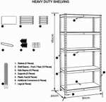 Crystals Heavy Duty 5 Tier Racking Shelf Garage Shelving Storage Shelves Unit (180x90x40cm) Sold by Denny Shop