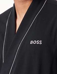 BOSS Mens Kimono BM Cotton-jersey dressing gown with piping and logo