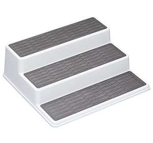 Copco Basics 3-Tier Spice Rack for Inside Cupboard, Non-Slip Kitchen Shelf Organiser, 26 x 23 x 8.5cm, White/Grey