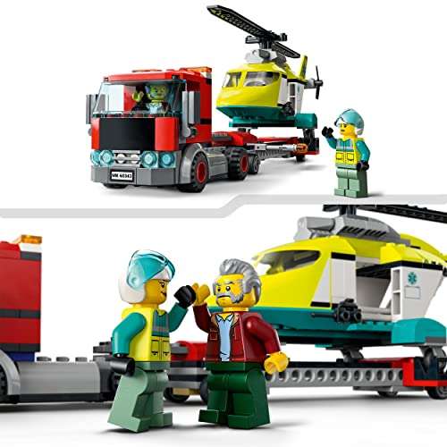 LEGO 60343 City Great Vehicles Rescue Helicopter Transport Truck, Lorry Toy for Kids - £19.98 @ Amazon