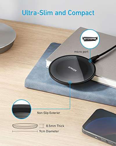 Anker 315 Wireless Charger, 10W Max Fast Charging, Compatible with iPhone, Samsung (Adapter Not Included) £14.44 With Voucher @ Anker / FBA