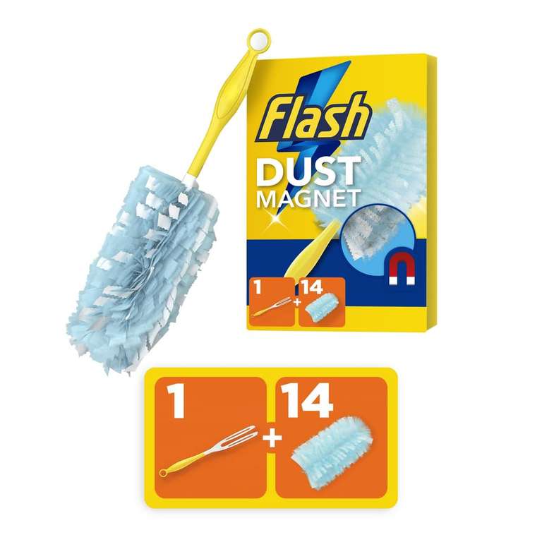 Flash Duster Dust Magnet Starter Kit, 1 Handle + 14 Refills