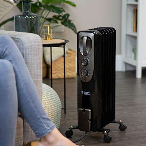Russell Hobbs 1500W/1.5KW Oil Filled Radiator, 7 Fin Portable Electric Heater