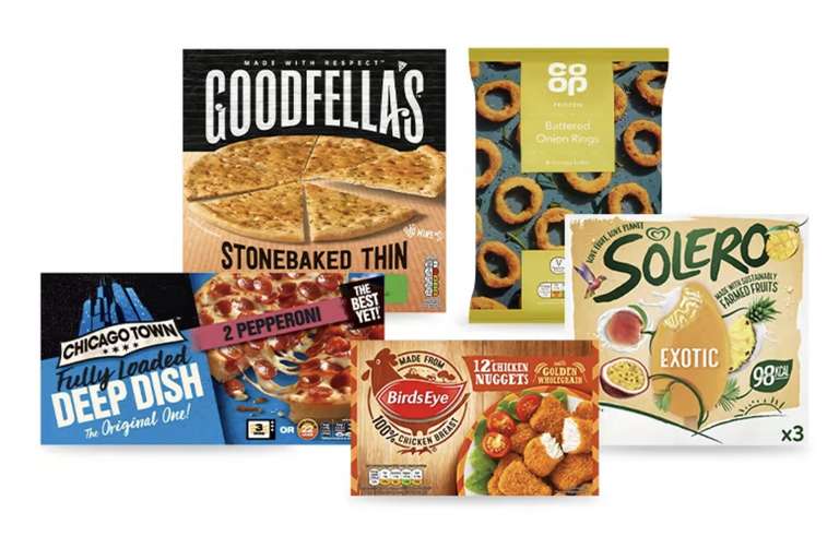 Coop 5 Freezer Favourites For £5 (Members) Chicago Town Pizzas, Goodfellas Garlic Bread, Chicken Nuggets, Onion Rings & Solero @ Co-op