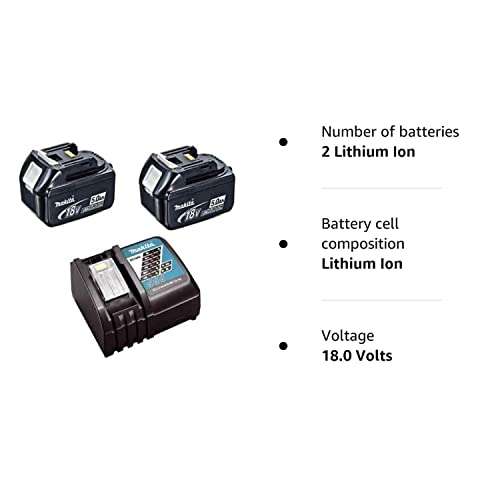 Makita BL1850 Genuine 18v Li-ion 5.0Ah Battery Twin Pack & DC18RC Charger Kit - Sold and Dispatched by UK PLANET TOOLS LTD